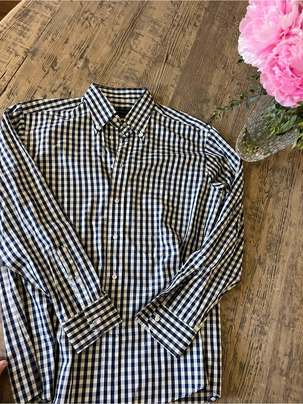 Bruli Men's Navy & White Gingham Button-Down Shirt